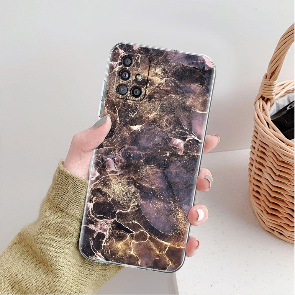 Marble Pattern Clear Case For Samsung Galaxy A52 A12 A51 A32 A21s A71 A32 A22 A50 A70 A31 A72 5G Phone Cover