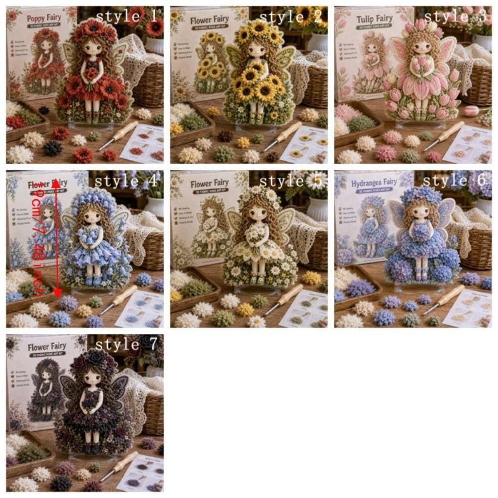Handmade Flower Fairy Poke Art Kit Thick Board Embroidery Craft Set 3D Festive Plaque Craft Lovers