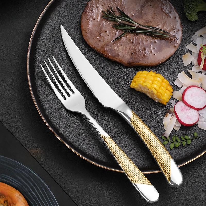 Luxury Gold Silverware Set Stainless Steel Cutlery Set Elegant Tableware Forks Spoons Knives For Hotel Restaurant Home Dining