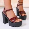 Comemore Summer New High-heeled Sandals for Women Leather Thick Sole Buckle Strap Ladies Shoes Platform Sandales Femmes