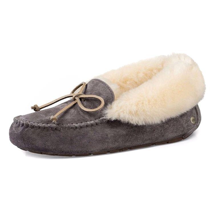 UGG Alena Bow Plush Warm Slip-On Flats Women Flats Blue Purple 1004806-NHT