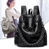 SHELKSBAG Luxury Women Backpack Bagpack Vintage Women Bag Retro PU Leather Rivets Ladies Designer Shoulder Bag Women's Backpacks