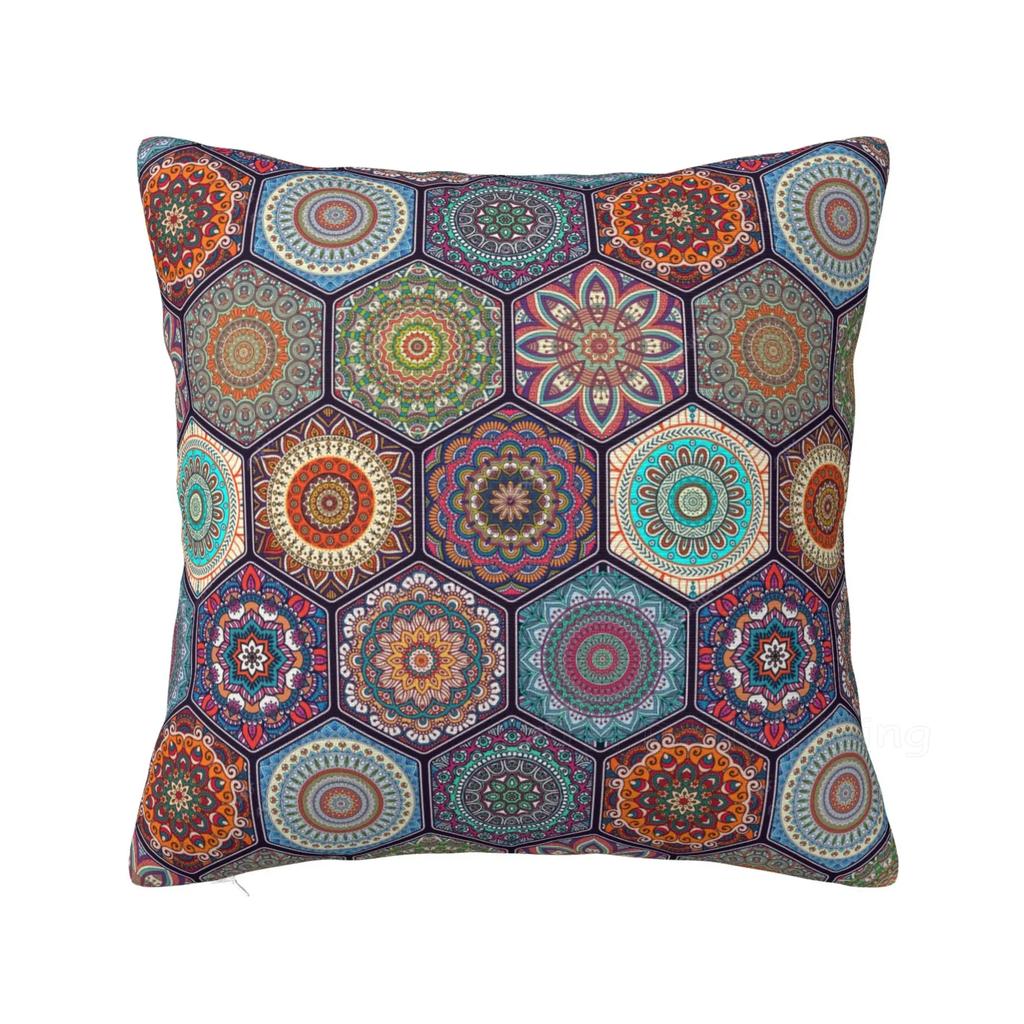 Boho Ethnic Traditional Pattern Pillowcase Home Office Car Body Pillow Case Cover Soft Cozy Cushion Cover for Sofa Bed 50x50cm