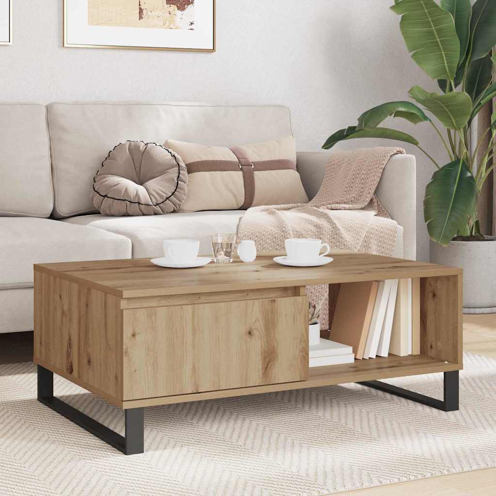 Artisan Oak Coffee Table 90 X 60 X 35 Cm Wood Based Material