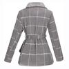 Women's Turn Down Collar Coat Belted Wool Blend Coat Asymmetric Hem Wrap Coat