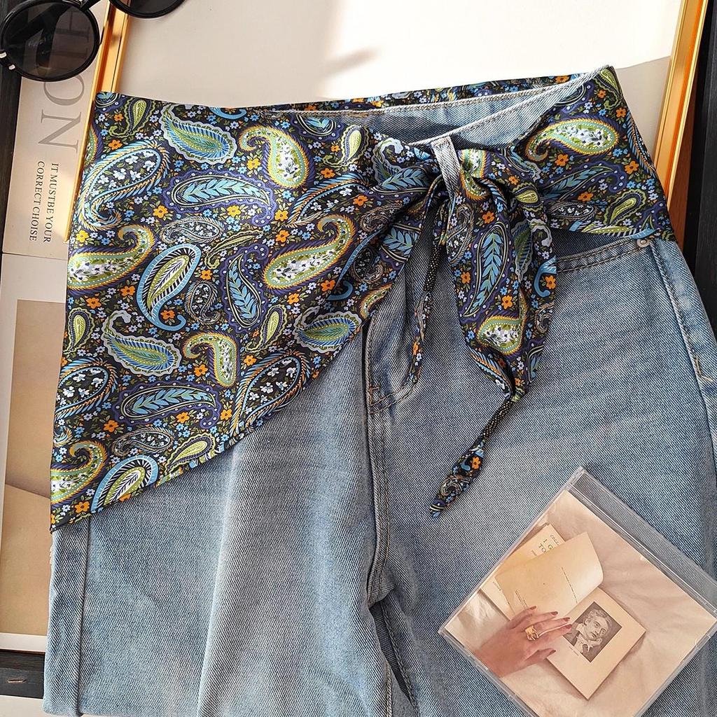 Retro Paisley Silk Scarf: Women's Spring/Summer Versatile Scarf & Waist Accessory