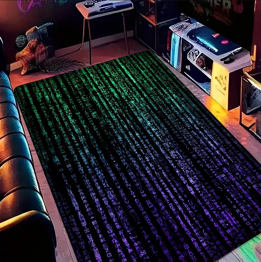 Neon LED 3D Illusion Spiral Grid Tunnel Carpet Visual Impact Gaming Esports Room Carpet Living Room Home Decoration Gift