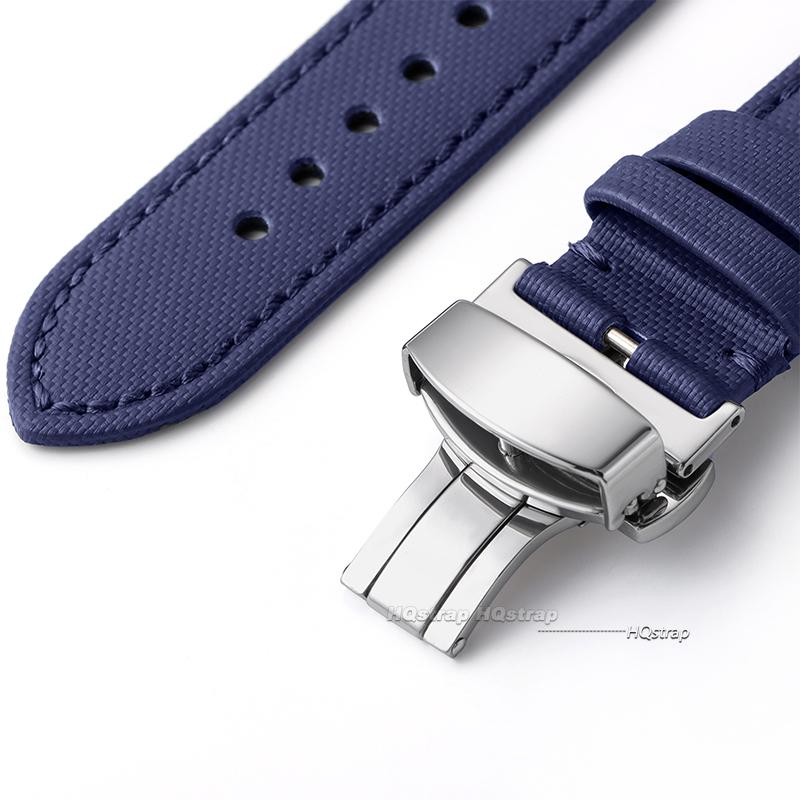 20mm 22mm Sailcloth Straps for Omega for Seiko Smart Watches Men Women Quick Release Waterproof Watch Band with Butterfly Buckle