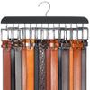 Resovo Belt Hanger for Closets, Holds Up To 42 Belts, Belt Organizer with 14 Hooks, Durable Wood Belt Rack for Closet Organizer and Storage, Black, 1