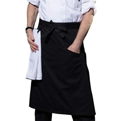 [Ibutsu-shi] Avental Liso Masculino, Comprimento até a Cintura, Unissex, para Chefs, Garçons e Cozinheiros de Cozinha, Restaurantes e Cafeterias (Preto, Tamanho L)