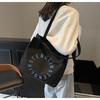 Literary letter canvas bag women's large capacity 2025 new simple shoulder college student tote bag