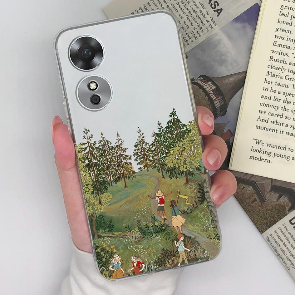 Čirý nárazník na telefon pro OPPO A52 A53 A72 A15 A17 AX5S Pouzdro Fashion Sweet Girls Potištěný měkký silikonový pár Zadní kryt pro nárazník Oppo Coque Fundas