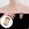 Broche de Metal Dourado em Forma de Coruja Broche com Textura Quente de Concha Design 3D Incrustação de Strass Insígnia Acessório Vintage de Coruja