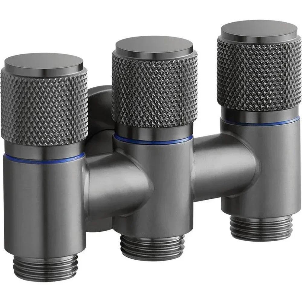 1-teiliges Eckventil für die Toilette, Eckventil für die Toilettenspülung mit einem Eingang und zwei Ausgängen, doppelt geöffneter Wasserhahn, rutschfestes Handrad, Toilette