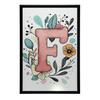 Plakat Z Literą "F" Z Kolorowymi Kwiatami Plakat Z Literą "F" Z Kolorowymi Kwiatami, 30X40 Cm, Rama Drewniana Ciemny Brąz, Papier Matowy 230 Gsm