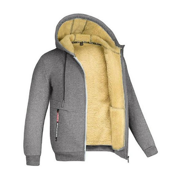 Men's Lamb Fleece Hoodie: Velvet-Lined, Thickened, Autumn/Winter, Casual Sportswear Jacket