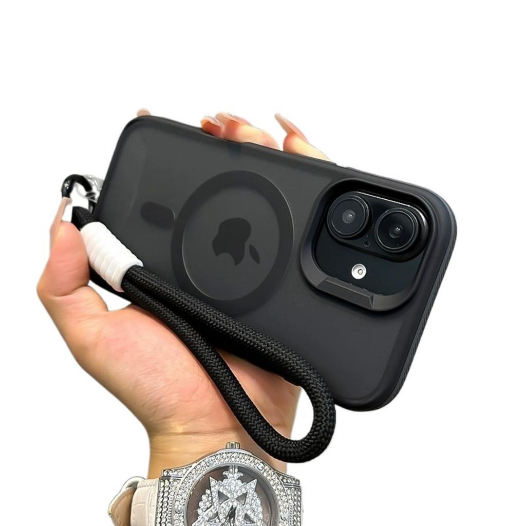 Luxus mit Lanyard Magsafe Mattes Durchscheinendes Case für iPhone 16 12 13 14 11 15 Pro Max Plus Magnetische Kabellose Ladehülle