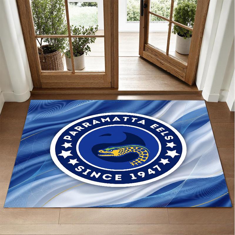 Parramatta Eels Design Crystal Velvet Rug Soft Decorative Mat for Bedroom Entrance