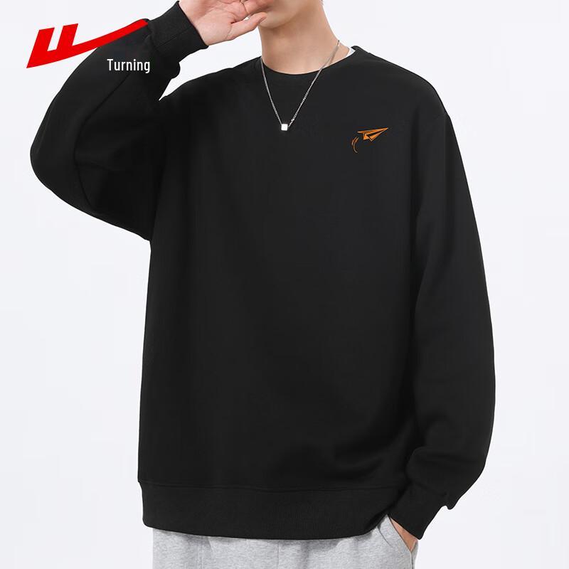Huili Men's 320g Heavy Cotton Round Neck Long Sleeve Sweatshirt