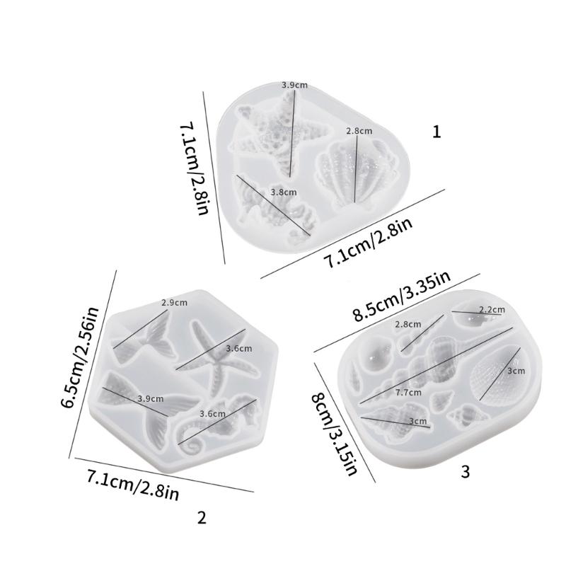 Seashell Conch Starfish Fish Under the Sea Style Pastry Baking Molds for Marine Theme Keychain Jewelry Silicone Mold