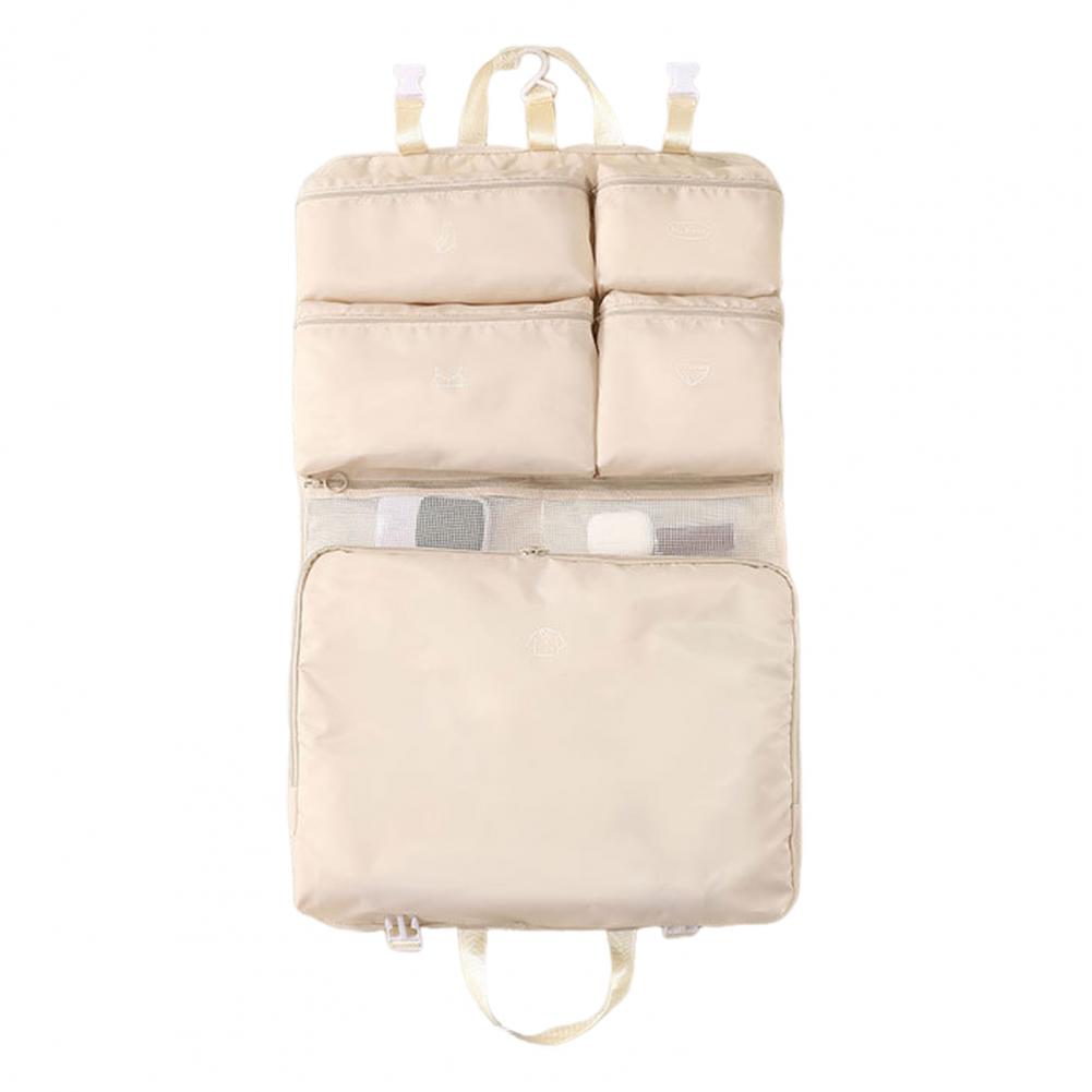 

Storage Holder Capacity Clothes Storage Bag with Multiple Compartments Dustproof Hanging Organizer for Suitcase for Travel бежевый
