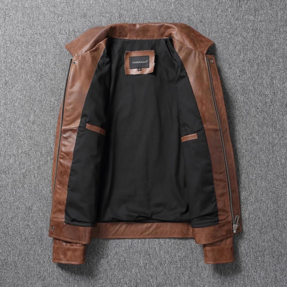 Chinese Size Brown Black Real Cowhide M65 Hunting Leather Jacket Men Genuine Leather Coat Winter Pockets Jackets