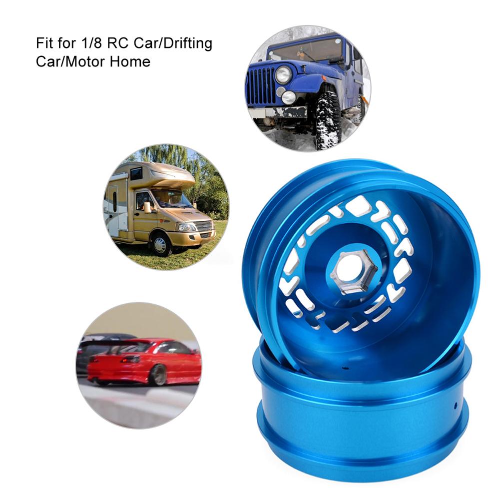 2Pcs Aluminium Alloy RC Car Wheel Hubs with Triangular Trim Fit for 1 8 Drifting CarBlue