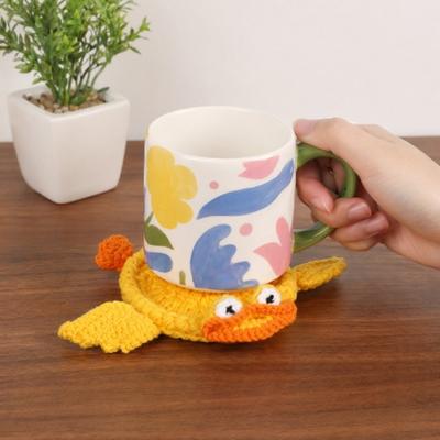 Handmade Crochet Squirrel Coaster, Funny Frog Duck Stress Relief Cup Mat, Cute Animal Drink Coaster for Desk