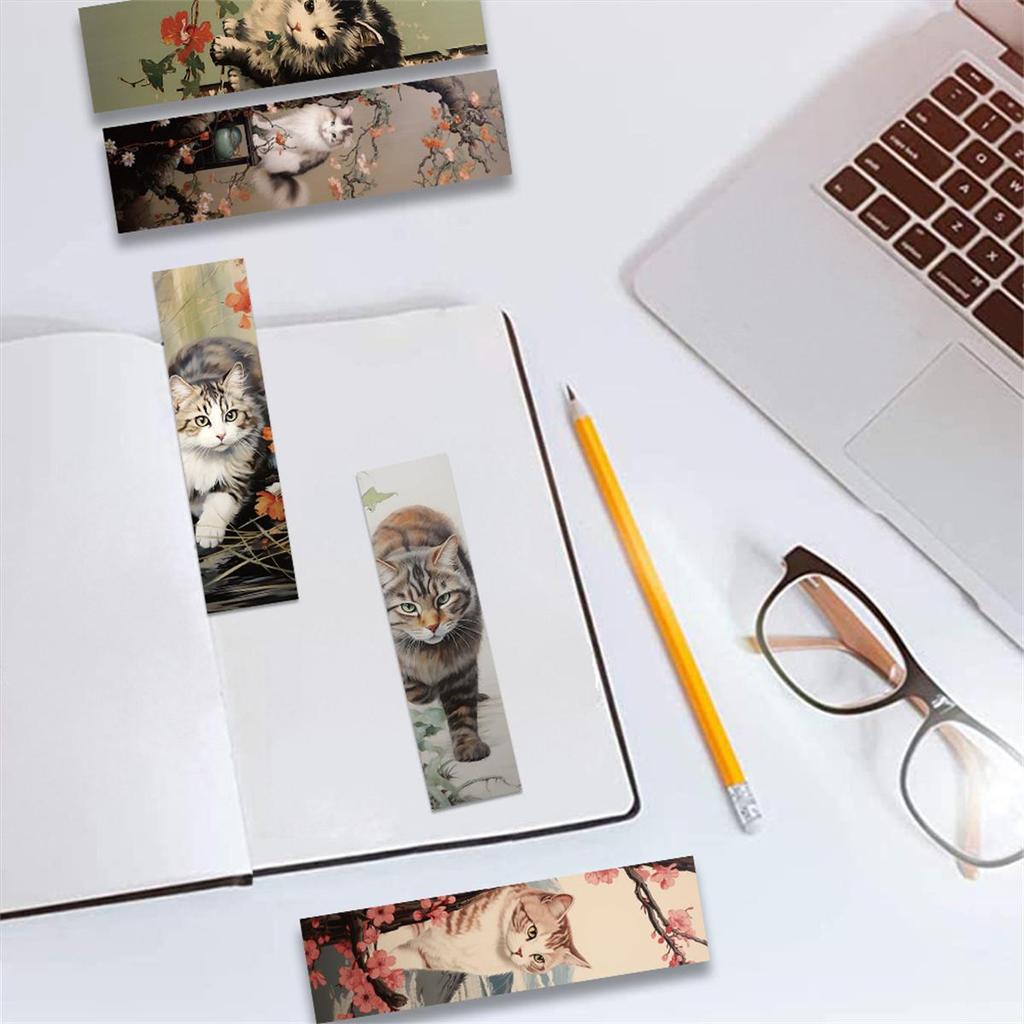 30pcs Cute Cat Bookmarks, Vintage & Artistic Paper Cards To Mark Reading Pages