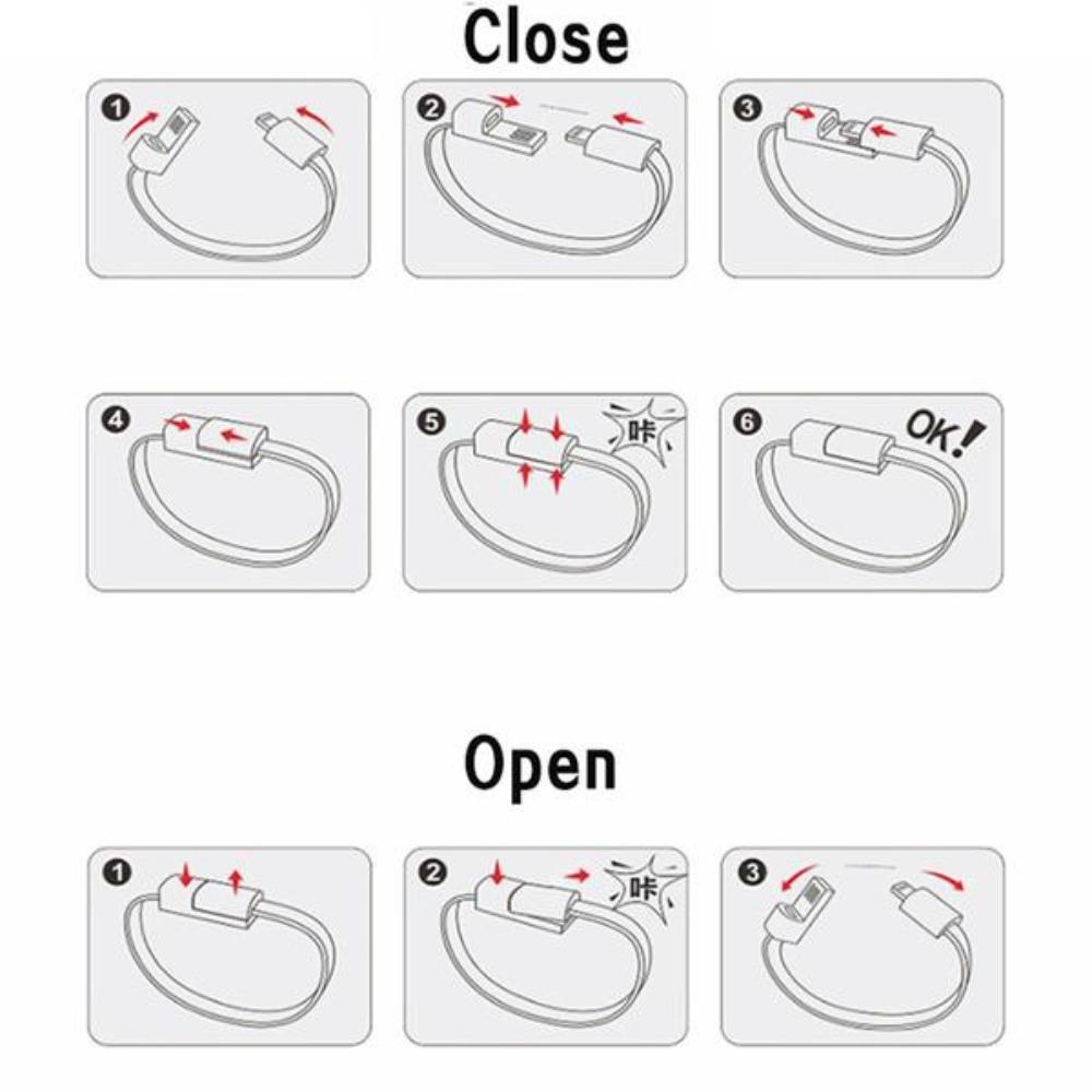 Portable Braided Leather Bracelet USB Type C Data Cable for Android Fast Charging Wristband