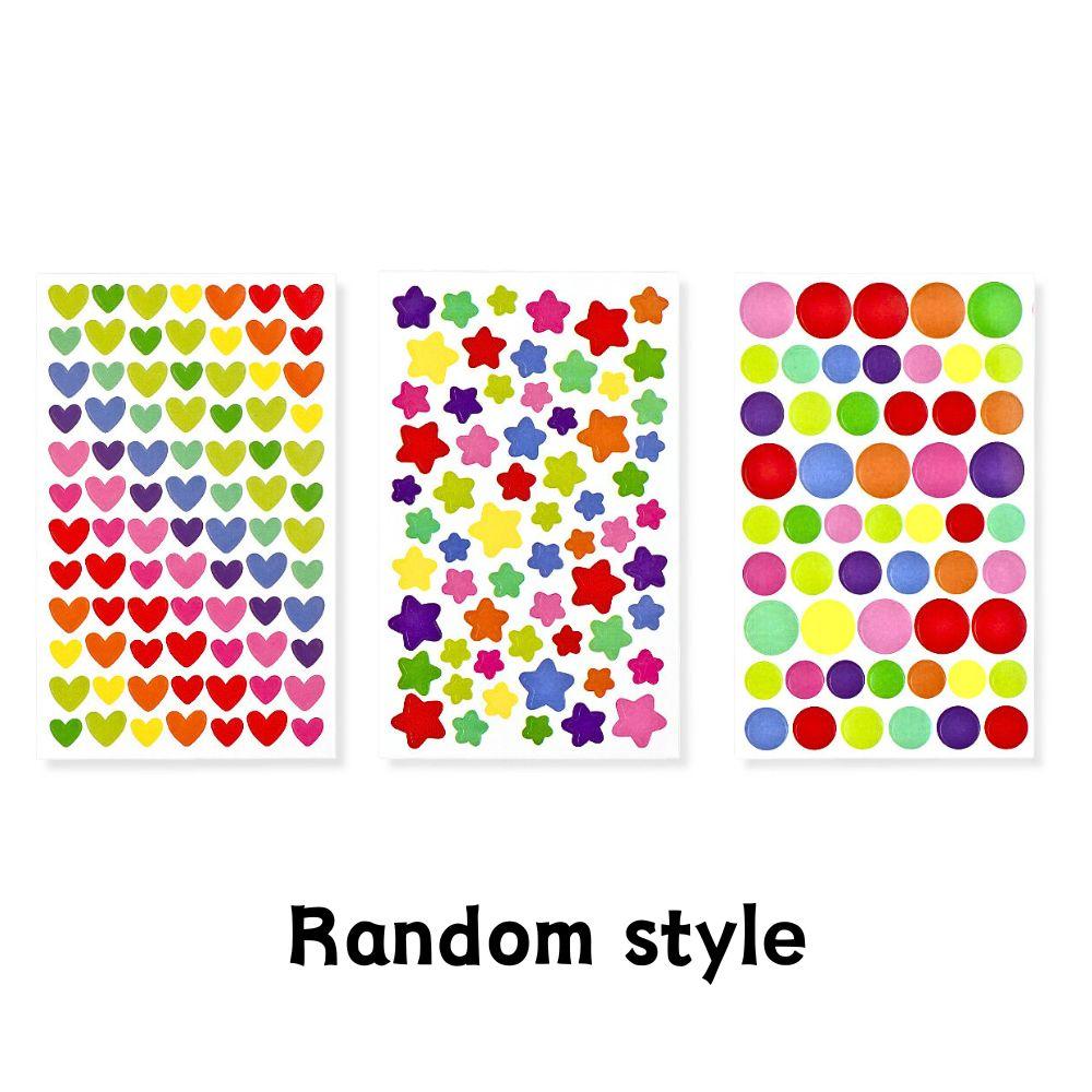 6/12pcs Colorful Paper Stickers Dot Heart Pentagram Diary Journal Decoration School Creative Award YMY