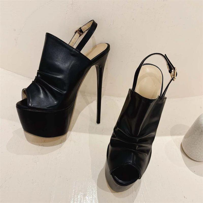 Fashion Eilyken Fashion Pleated Peep Toe Women Pumps Sandals Sexy Buckle Strap Hollow Out Thin High Heels Shoes Zapatillas De Mujer