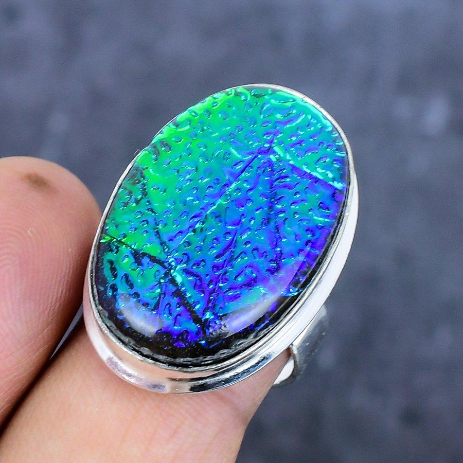 Blue Triplet Opal Gemstone 925 Sterling Silver Jewelry Ring Size 8