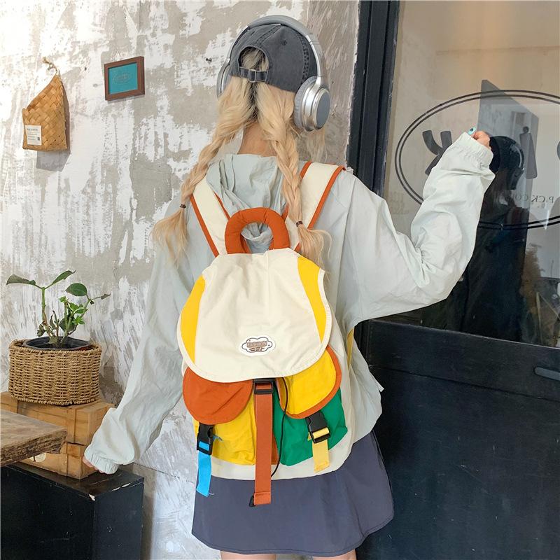 Schoolbag Primary School Students Lightweight Color Matching Schoolbag Backpack Contrasting Colors Men and Women Parent-child Backpack Niche Outdoor