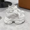 Fashion 11CM Women Casual Platform Sneakers High Heels 2024 New Autumn Sports Leather Shoes Bling Trainers Chunky Sneakers Zapatos Mujer