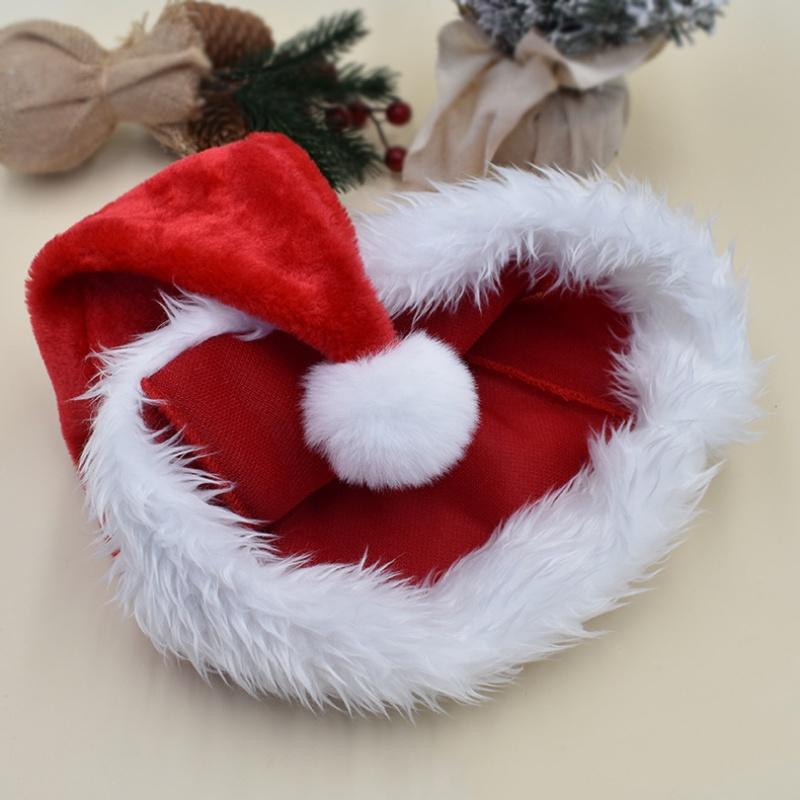 Long Red Christmas Hats for Adults Kids Velvet Santa Claus Xmas Hats Cap Merry Christmas New Year Festival Party Decoration