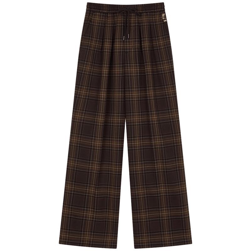 Teenie Weenie Women's Plaid Straight-Leg Casual Pants