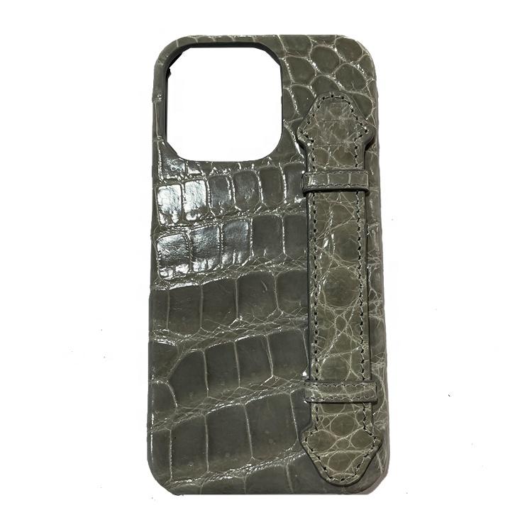 New Design Luxury Hand Belt Style Exotic Genuine Crocodile Leather Case for iPhone 13 Opp Bag&Case & Strap&For iPhone 13 бежевый