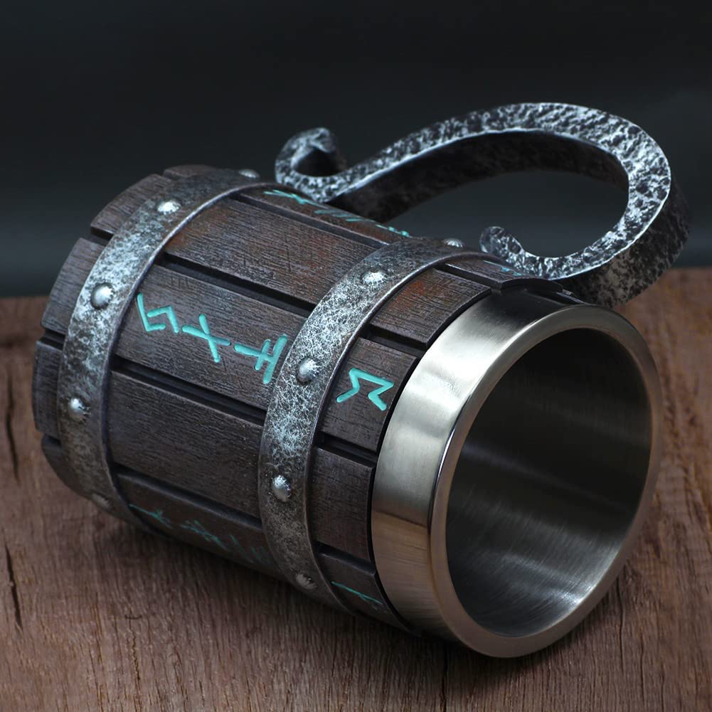 Vintage Viking-Inspired Stainless Steel Mug – Reusable, Multipurpose Drinkware with Nordic Plaid Pattern, Perfect Gift for All S