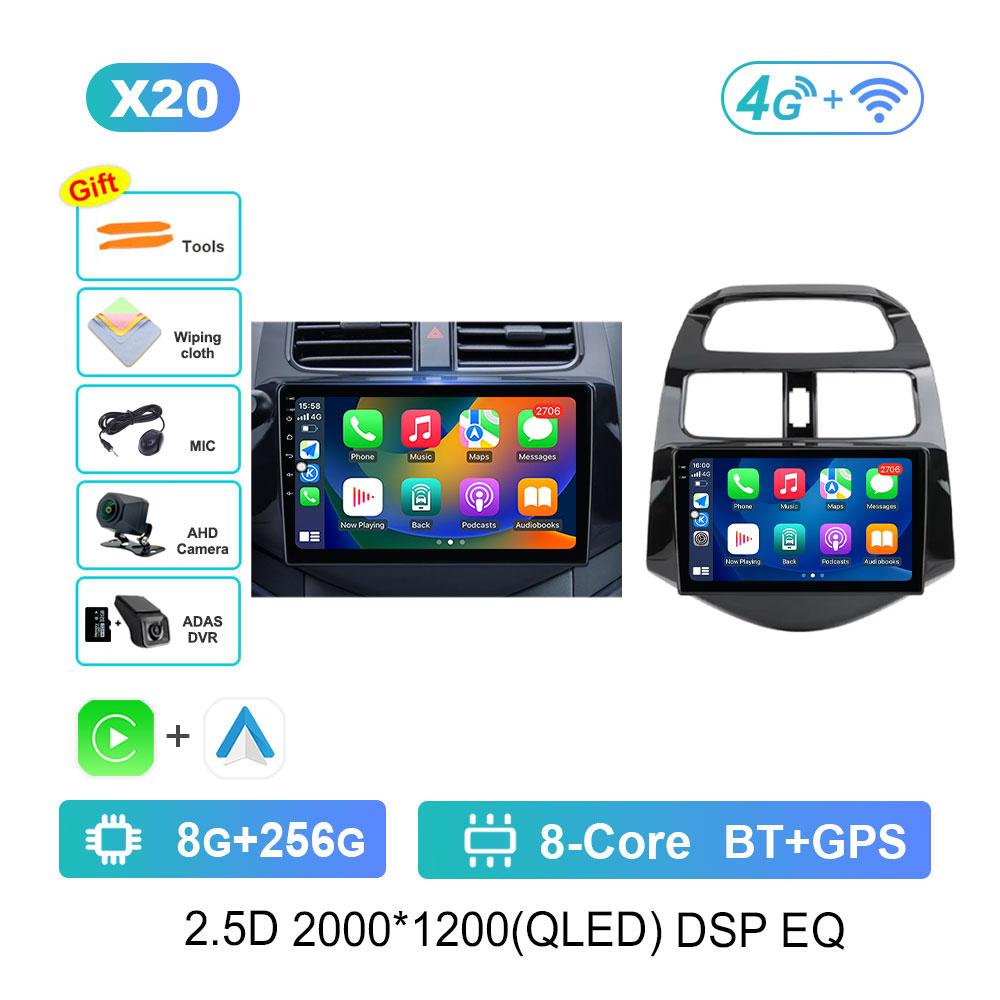DSP Stereo Car Radio Multimedia player for Chevrolet Spark Beat Matiz Creative 2009 - 2016 Android 14 Navi GPS QLED Screen