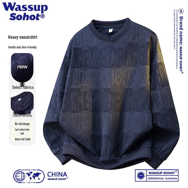 Wassup Sohot American Streetwear Letter Print Crewneck Sweatshirt