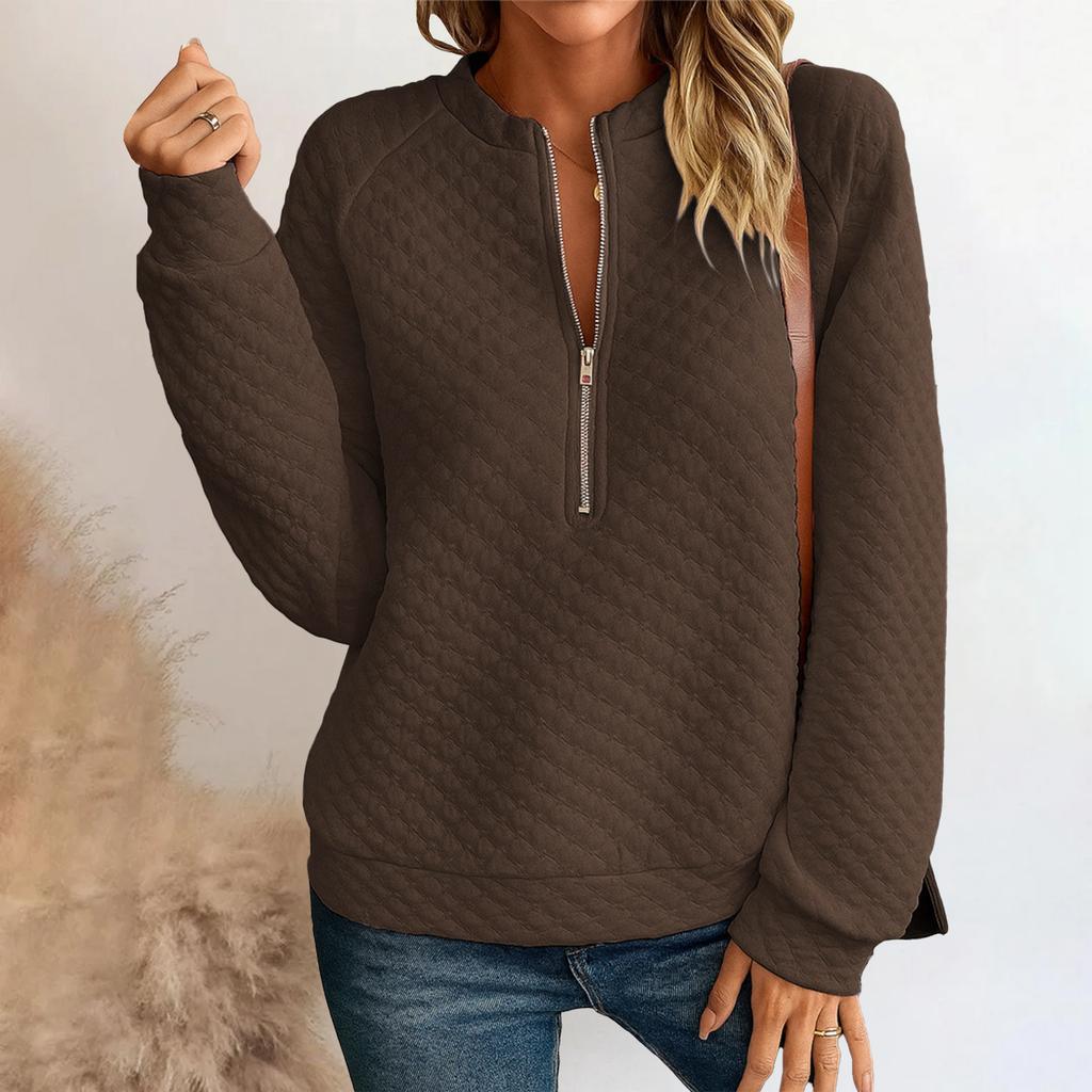 Women's Fashionable Long-sleeved Pullover Solid-color Top