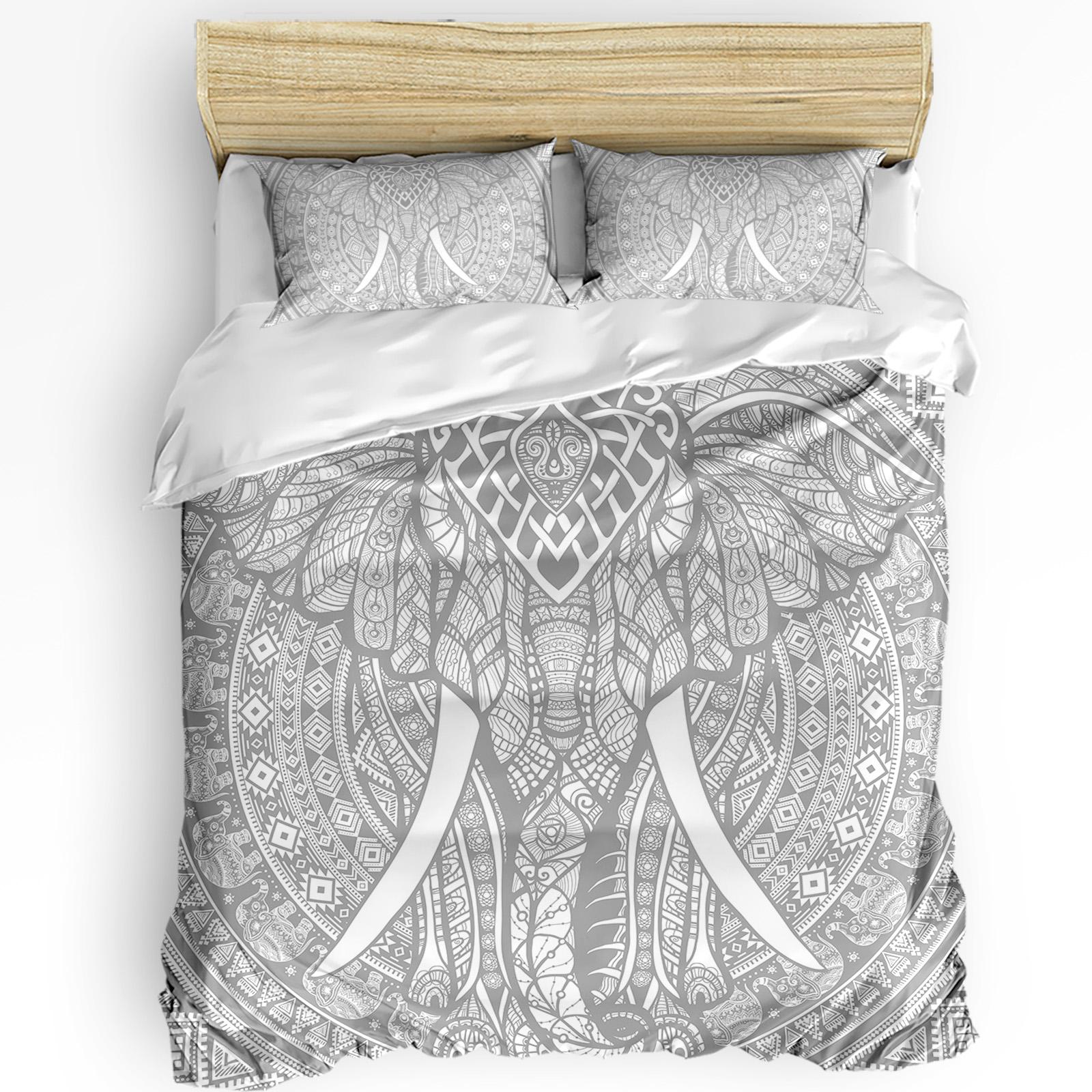 

Mandala Datura Bohemia Elephant Black White 3pcs Bedding Set For Double Bed Home Textile Duvet Cover Quilt Cover Pillowcase EU single(135x200cm)