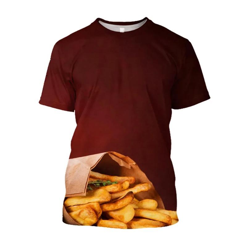 Fashion Fun Food graphic t shirts Summer New Barbecue Burger Pattern Tees Personality