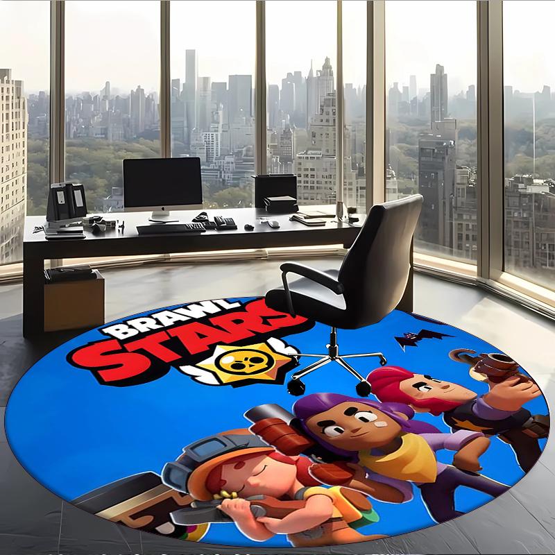 Brawl Stars (5) Round Office Rug Decorative Floor Rug for Office Bedroom Living Room and Home Space