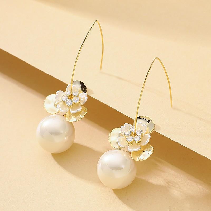 Stylish and exquisite design sense, bright and round Shijia pearl stud earrings, earrings, temperament, senior earrings, vacation style accessories