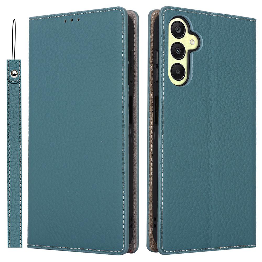 

For Samsung Galaxy A25 5G (Global) (161.0 X 76.5 X 8.3mm) Case Genuine Cow Leather Flip Phone Cover Baby Blue