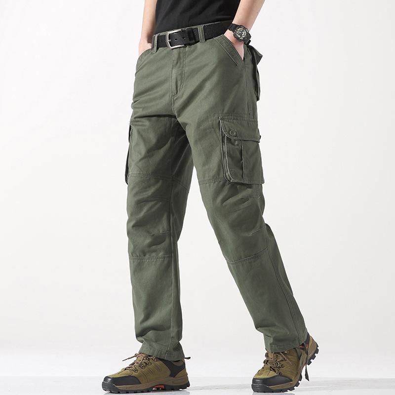 Men's Spring and Autumn New Multi-pocket Overalls Straight Trousers Pure Cotton Men's Trend Loose Casual Trousers