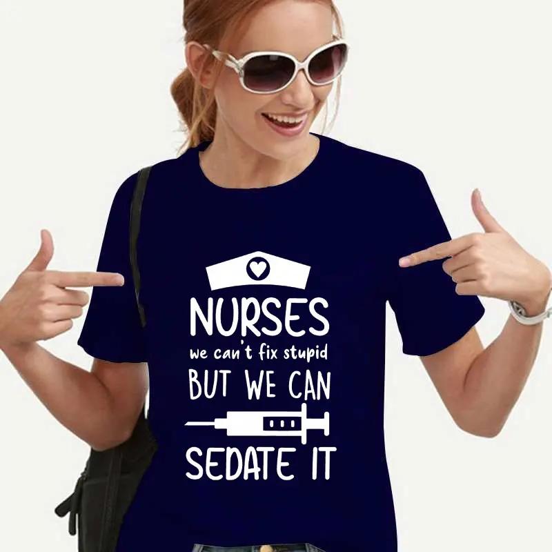 Женские футболки Мода Медсестра Графика Y2k Топы Харадзюку Уличная одежда Горловина Короткий рукав Футболки 90-е Ульззанг Оверсайз Женская одежда S