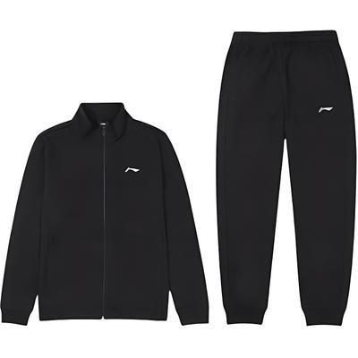 Li Ning Sports Lifestyle Serie Einfarbig Stehkragen Reißverschluss Langarm Schlicht Gerade Bequem Lange Hose Lässiger Sportanzug AWEV019-1